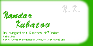 nandor kubatov business card